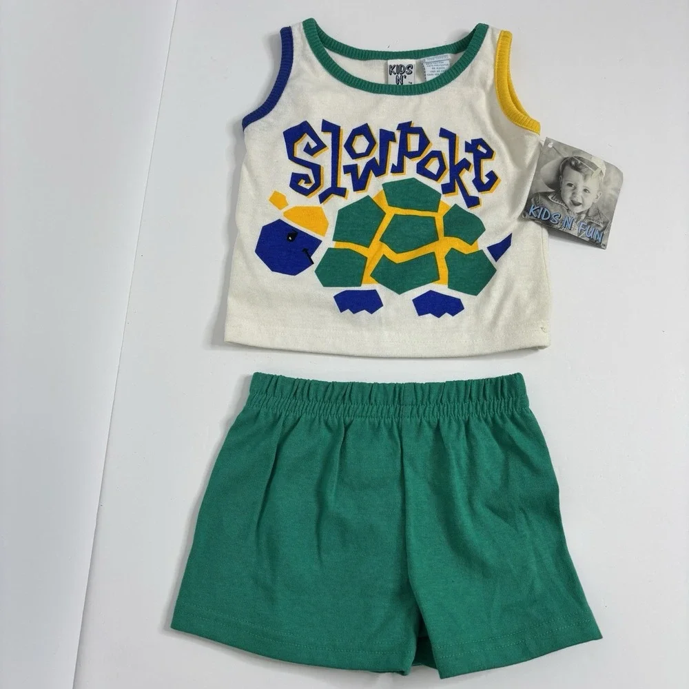 Vintage 1990's Boys Size 12M Shorts & Top Outfit NWT Turtle